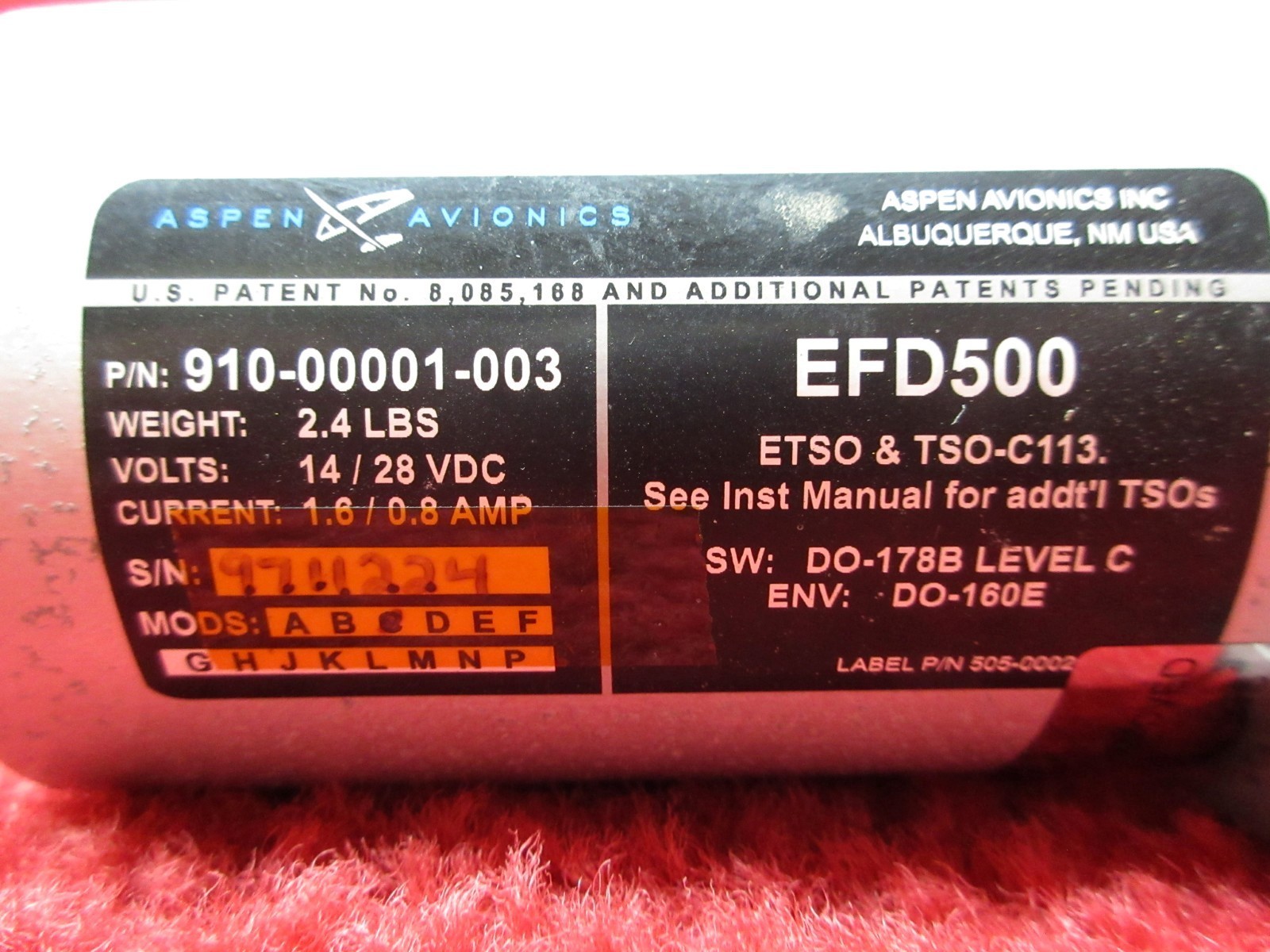 Aspen Avionics EFD500 Flight Display System 14/28V PN 910-00001-003