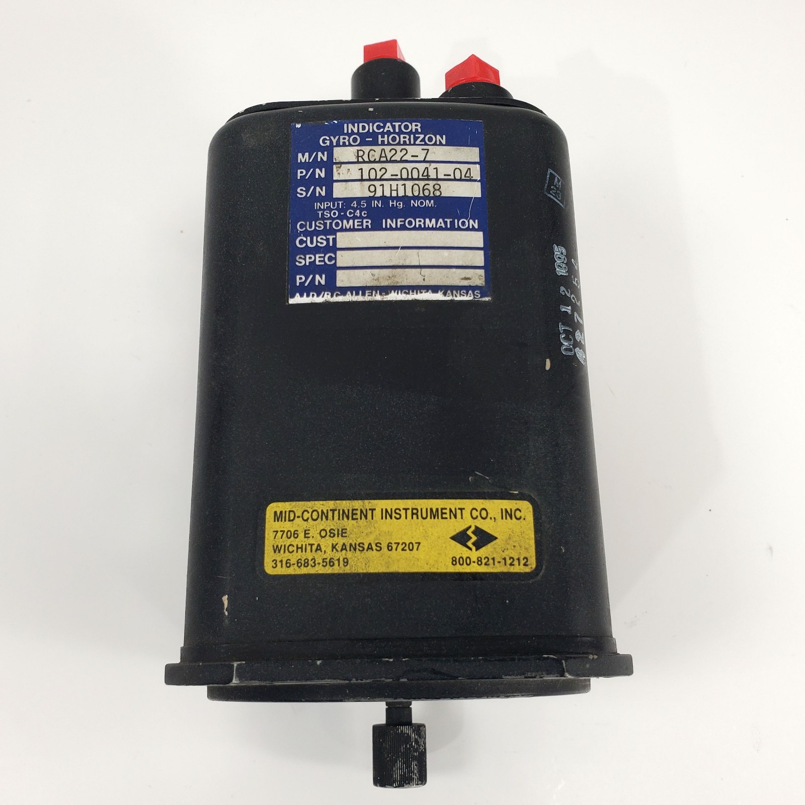 Horizon Gyro Indicator RCA22-7 – 102-0041-04 – Removed Working