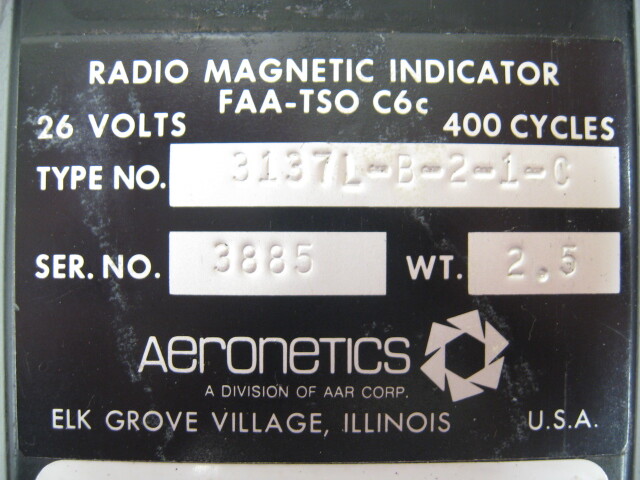 Aeronetics Radio Magnetic Indicator – PN: 3137L-B-2-1-C