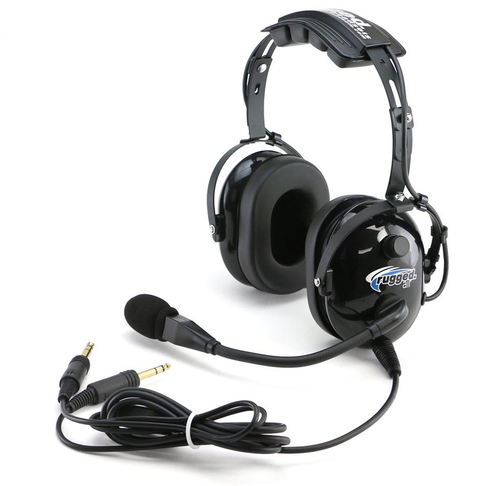 Rugged Air RA200 General Aviation Pilot Headset w/ MP3 Music Input A20 X GA Plug