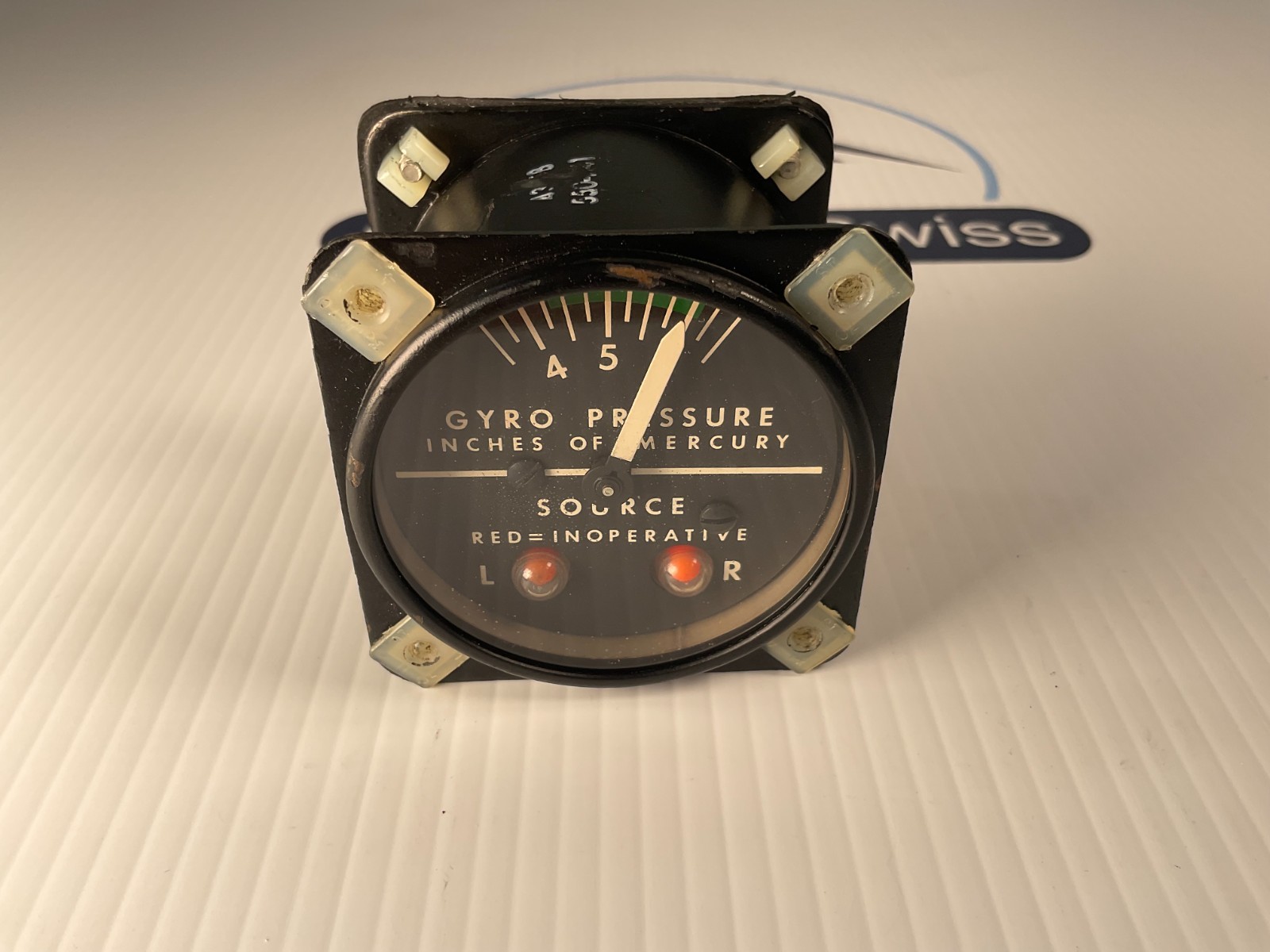 Airborne 164-4 Gyro Pressure Gauge Vacuum Indicator Inches Mercury Dual Source