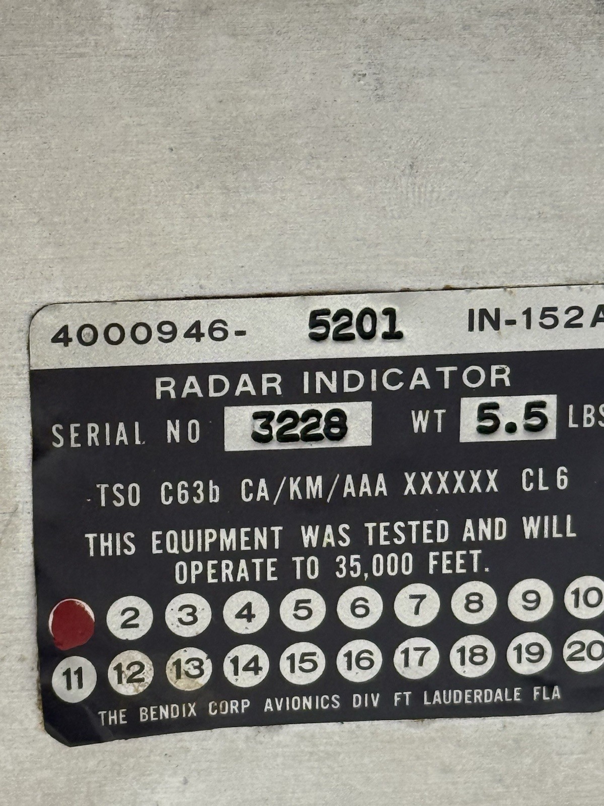 Bendix King IN-152A Radar Display 4000946-5201 READ