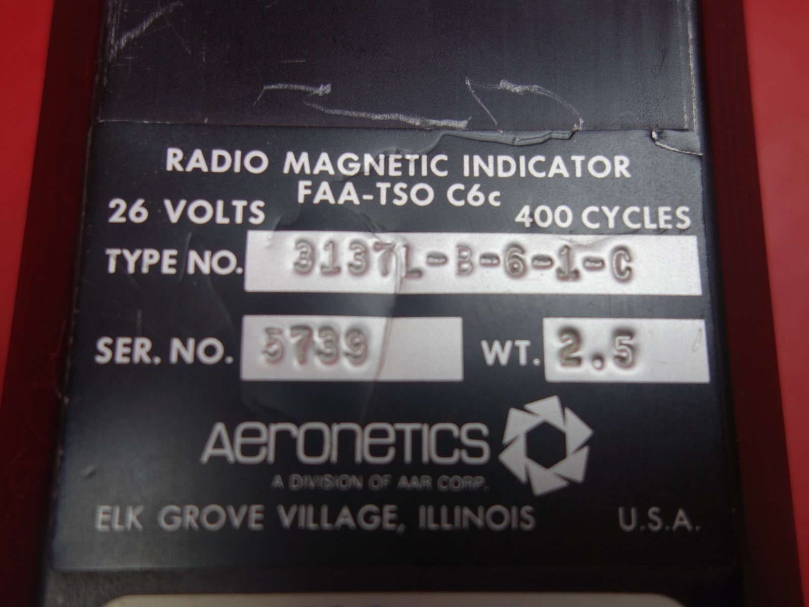 Aeronetics Radio Magnetic Indicator 26v PN 3137L-B-6-1-C