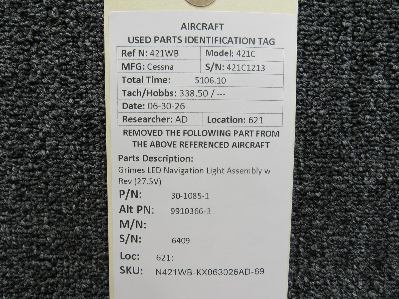 30-1085-1 (Alt: 9910366-3) Grimes LED Navigation Light Assembly w Rev (27.5V)