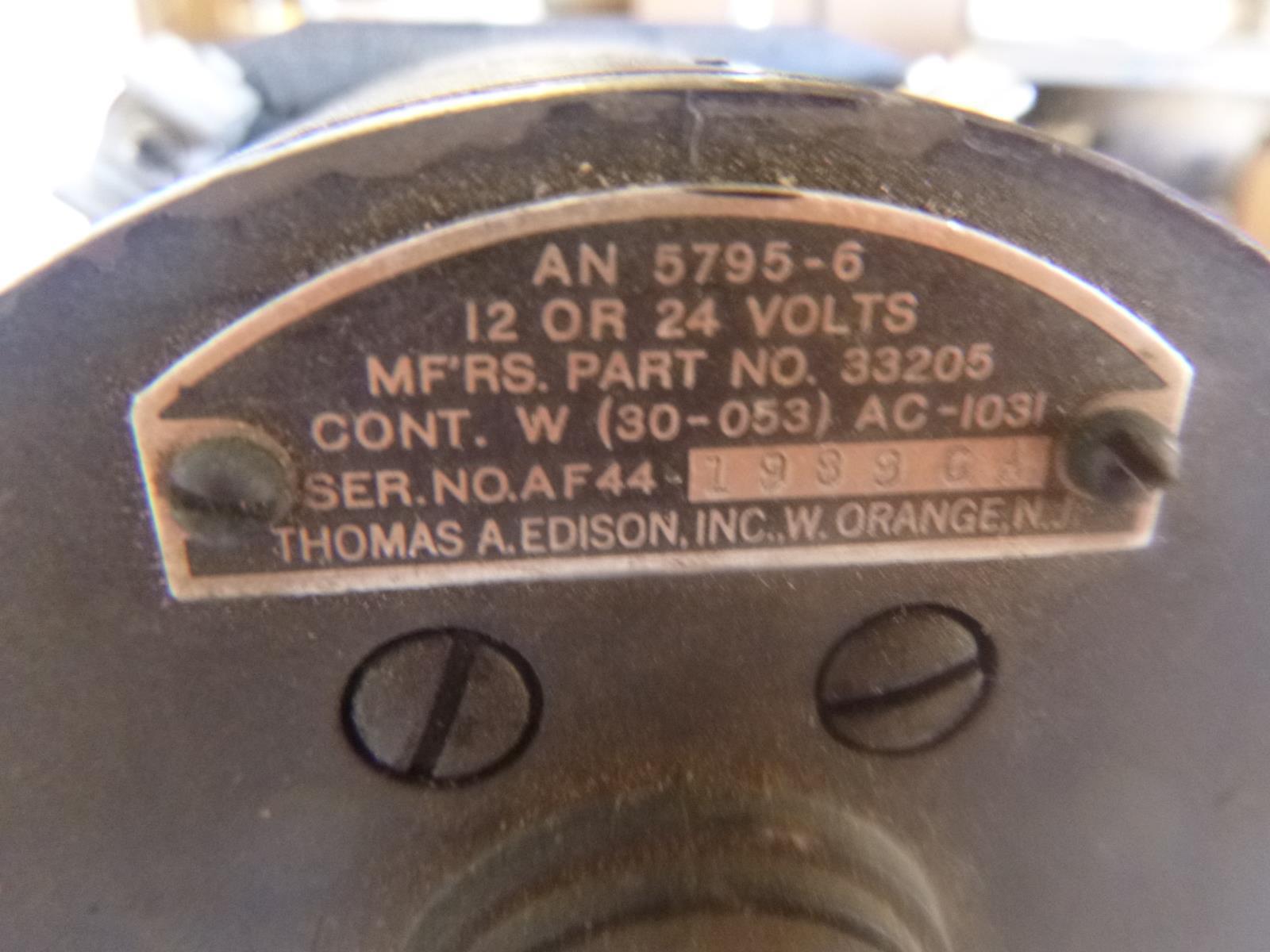 THOMAS A EDISON MFRS 33205 TEMPERATURE GAUGE AN 5795-6 6A/929 CH 201