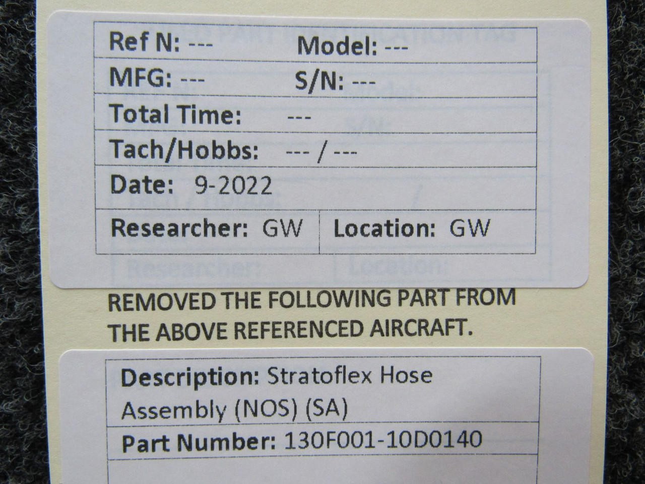 130F001-10D0140 Stratoflex Hose Assembly (NEW OLD STOCK) (SA)