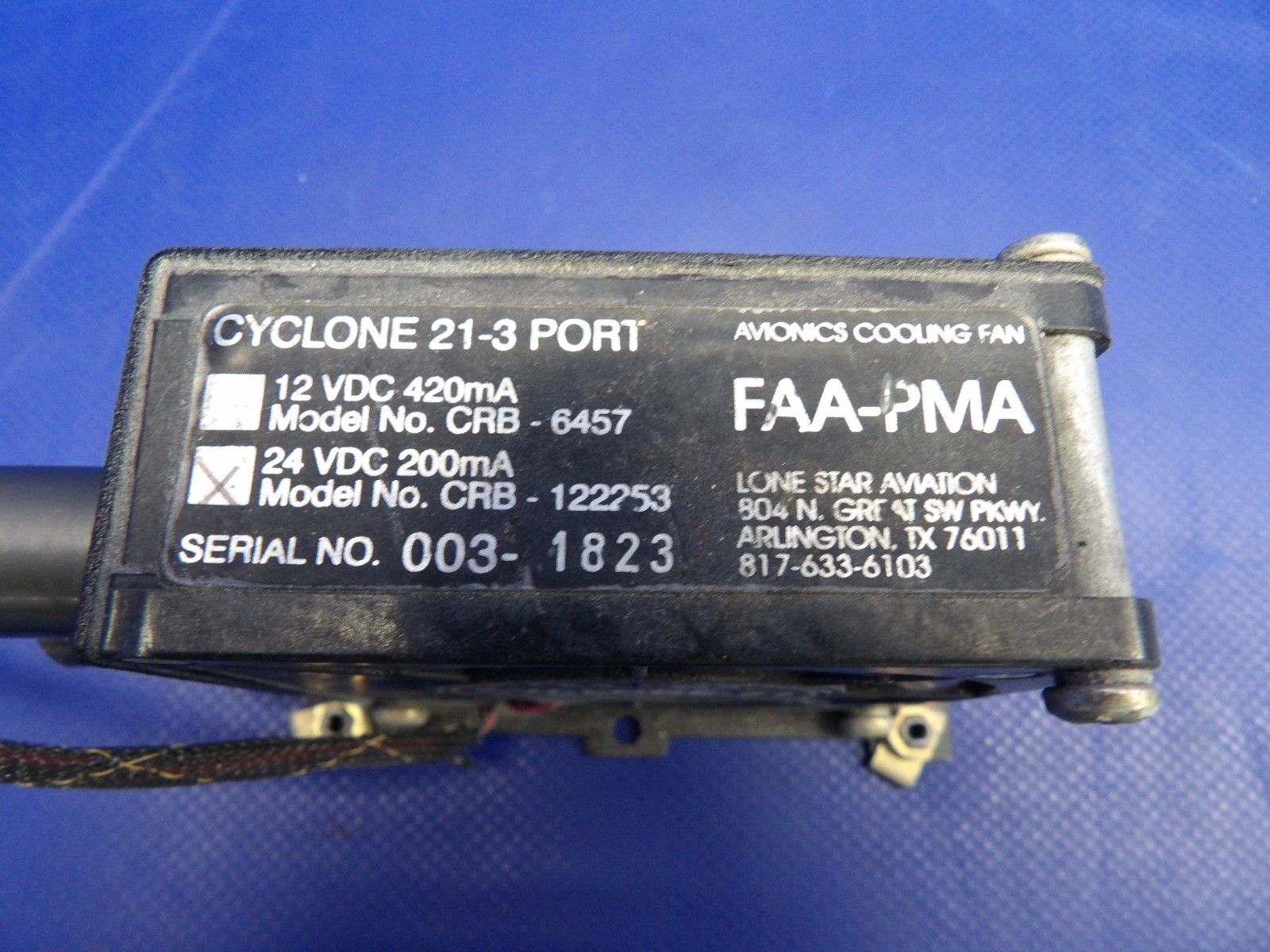 Diamond DA-40 Cyclone 21-3 Port Avionics Cooling Fan 24V TESTED (0626-1430)