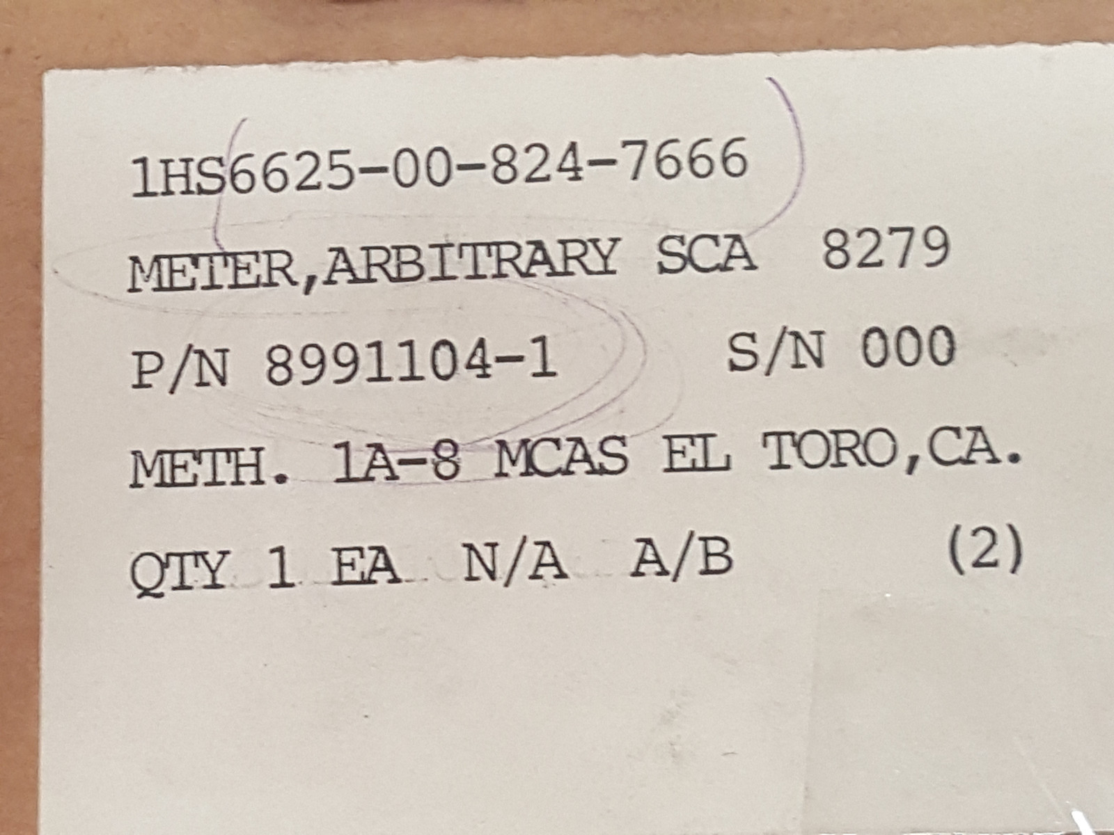 Arbitrary Scale Meter RCA , RCA 8991104-1 , NSN: 1Hs6625-00-824-7666