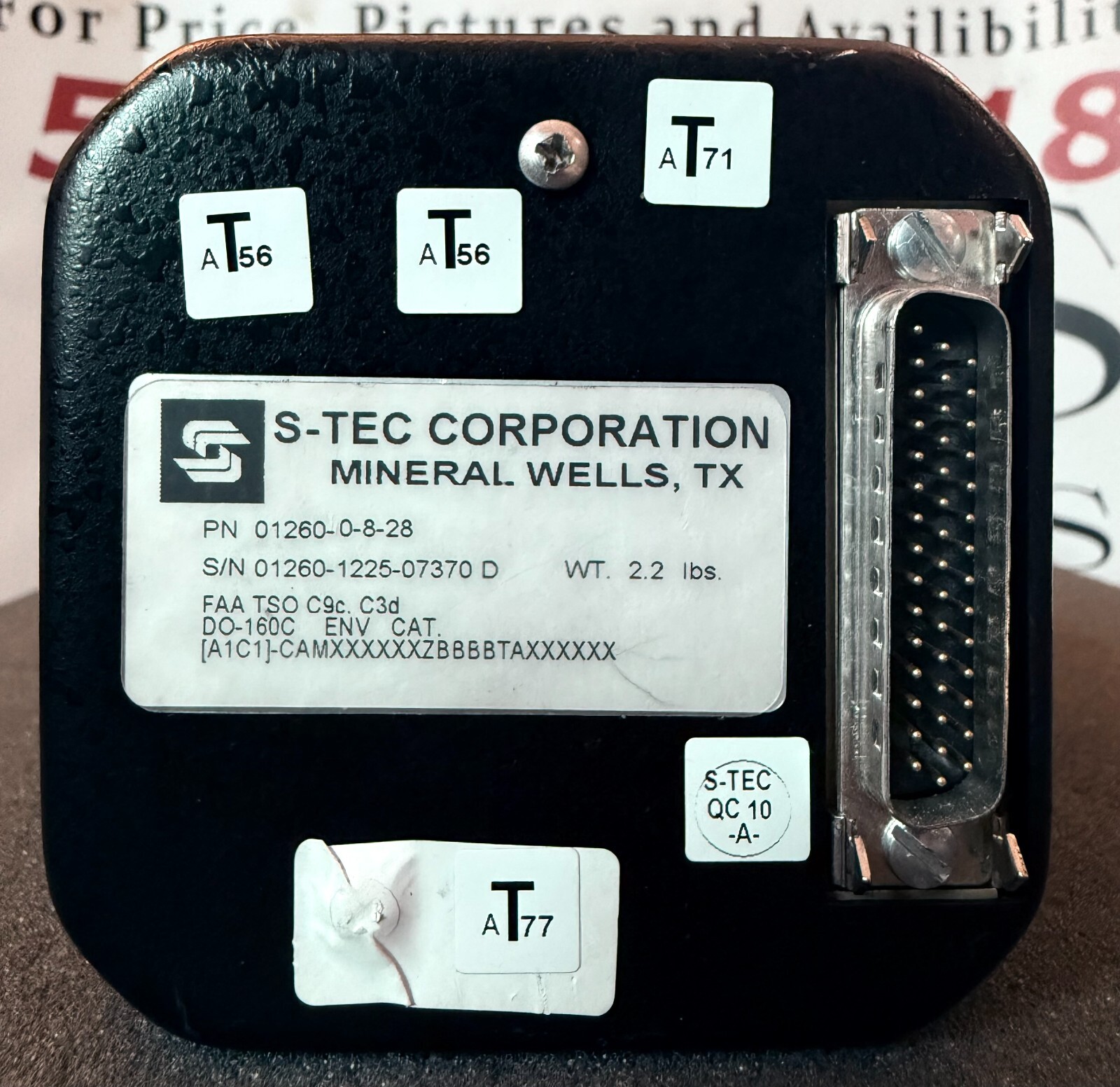 01260-0-8-28 – S-TEC Corporation Turn Coordinator – Used Part
