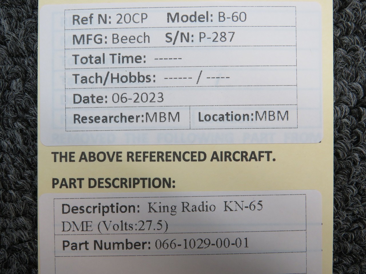 066-1029-00-01 King Radio KN-65 DME Unit ( Volts: 14 or 28)