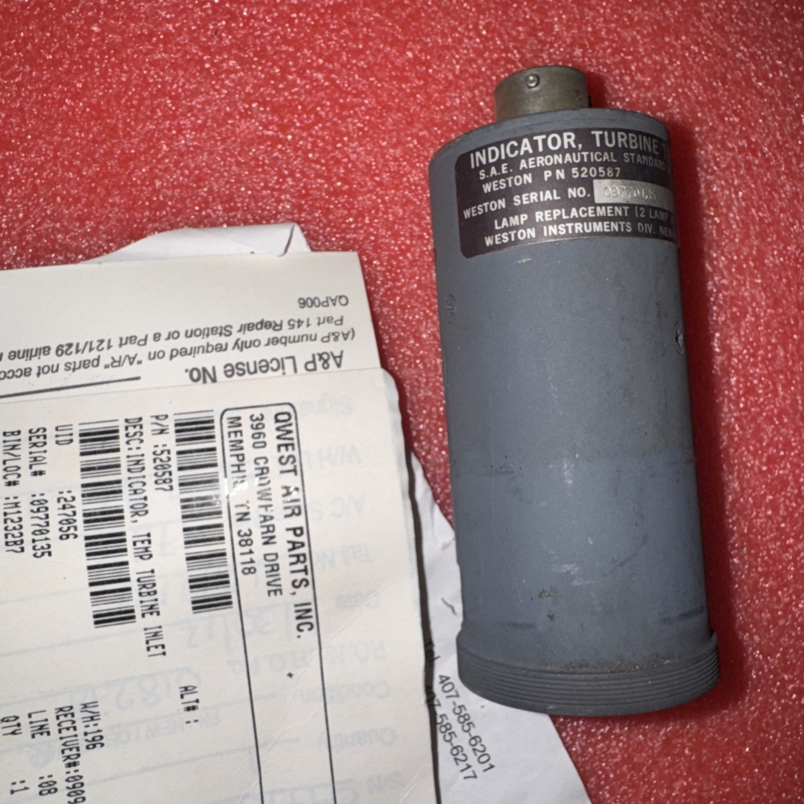 Weston Turbine inlet Temp Indicator gauge PN: 520587 binp
