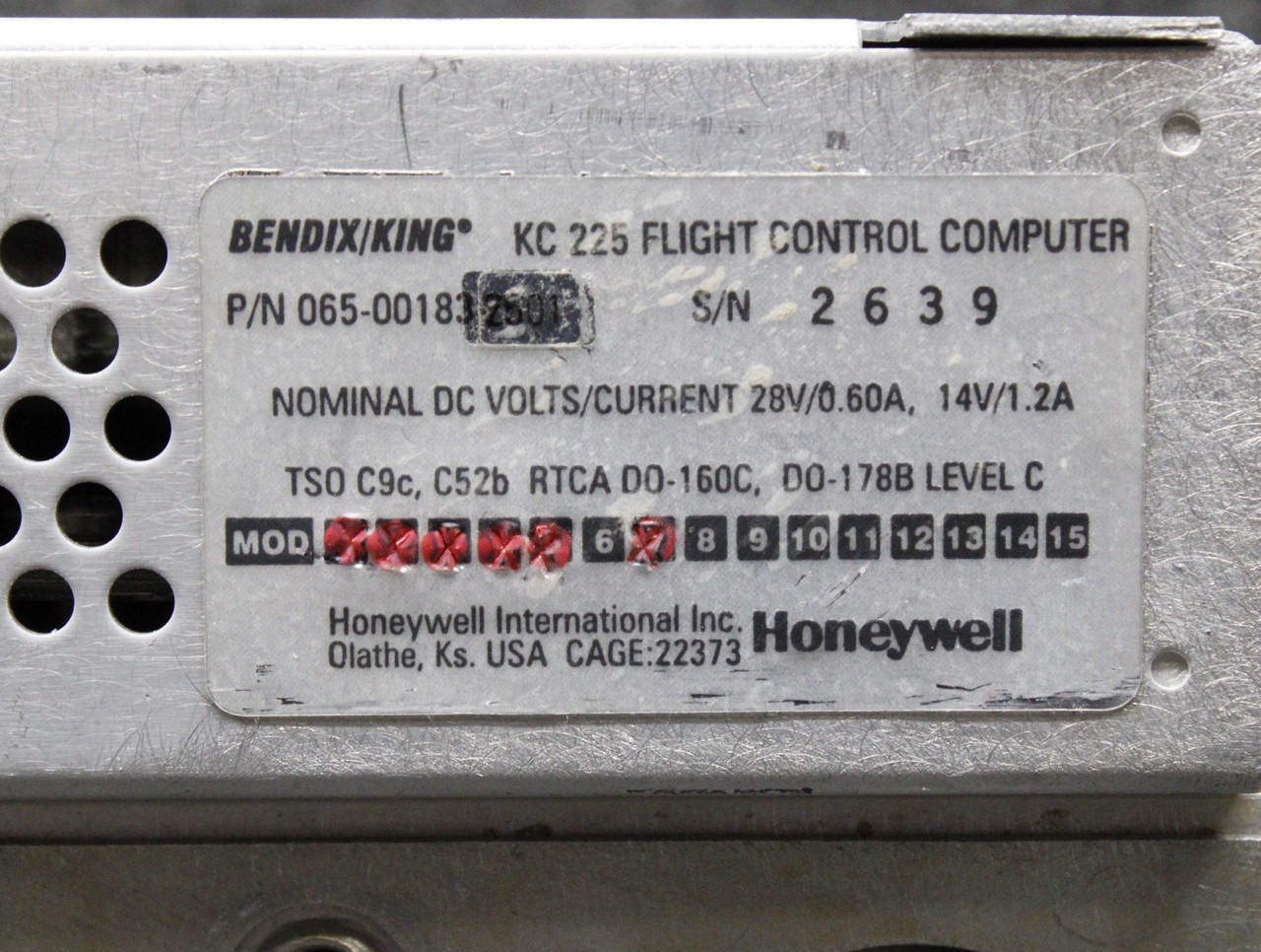 065-00183-2501 Bendix King KC-225 Flight Control Computer w Mods (14/28V) (Core)
