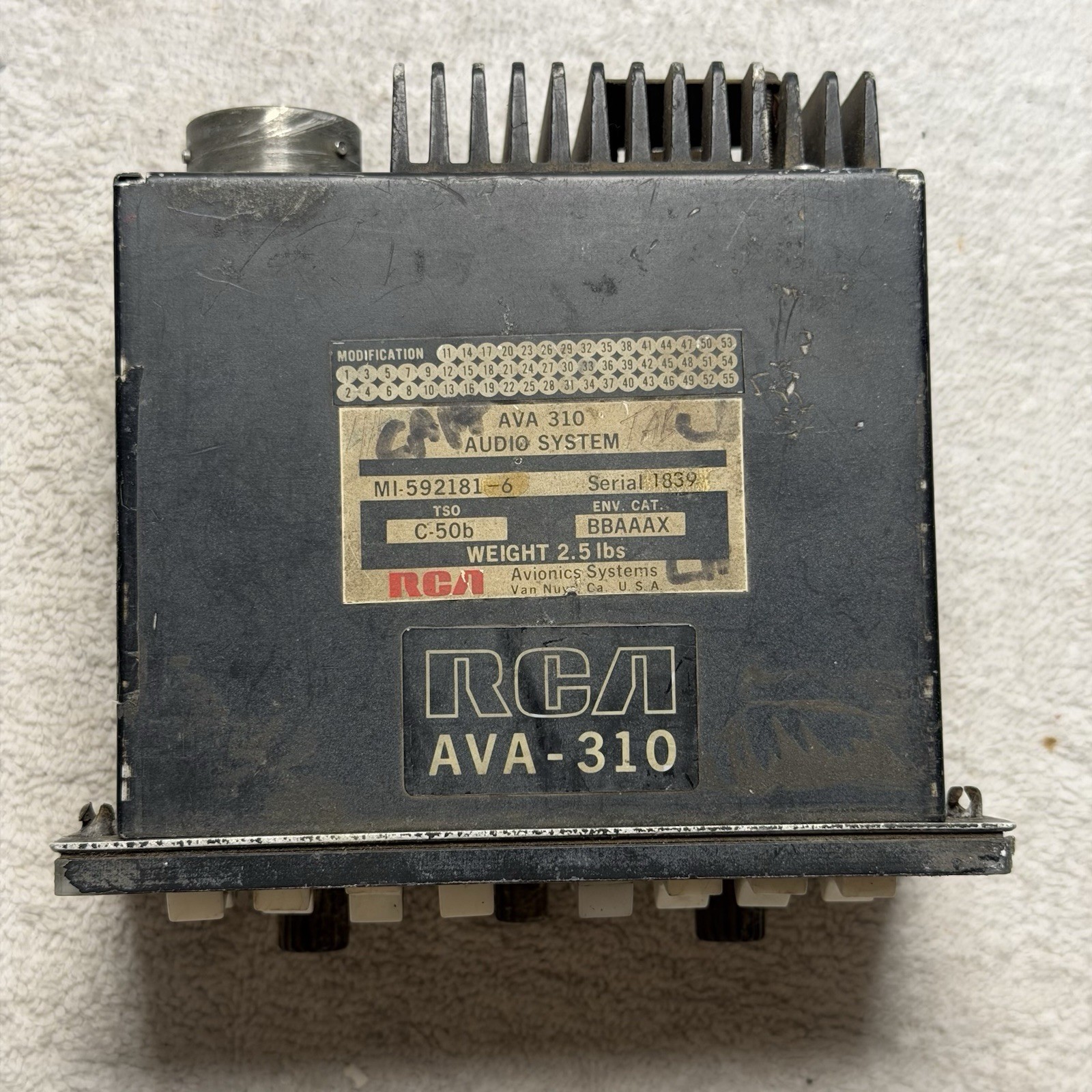 RCA AVA-310 Audio System Panel C-50B MI-592181-6