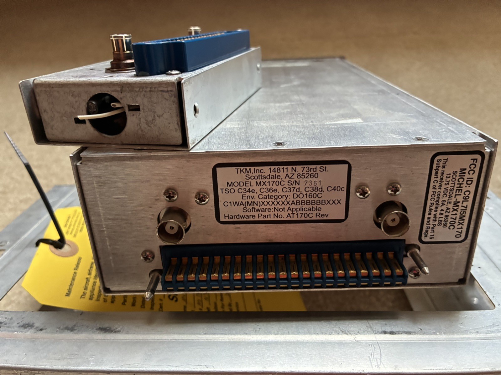 TKM MX-170C NAV/COM With Mounting Tray/Back Plate Connector