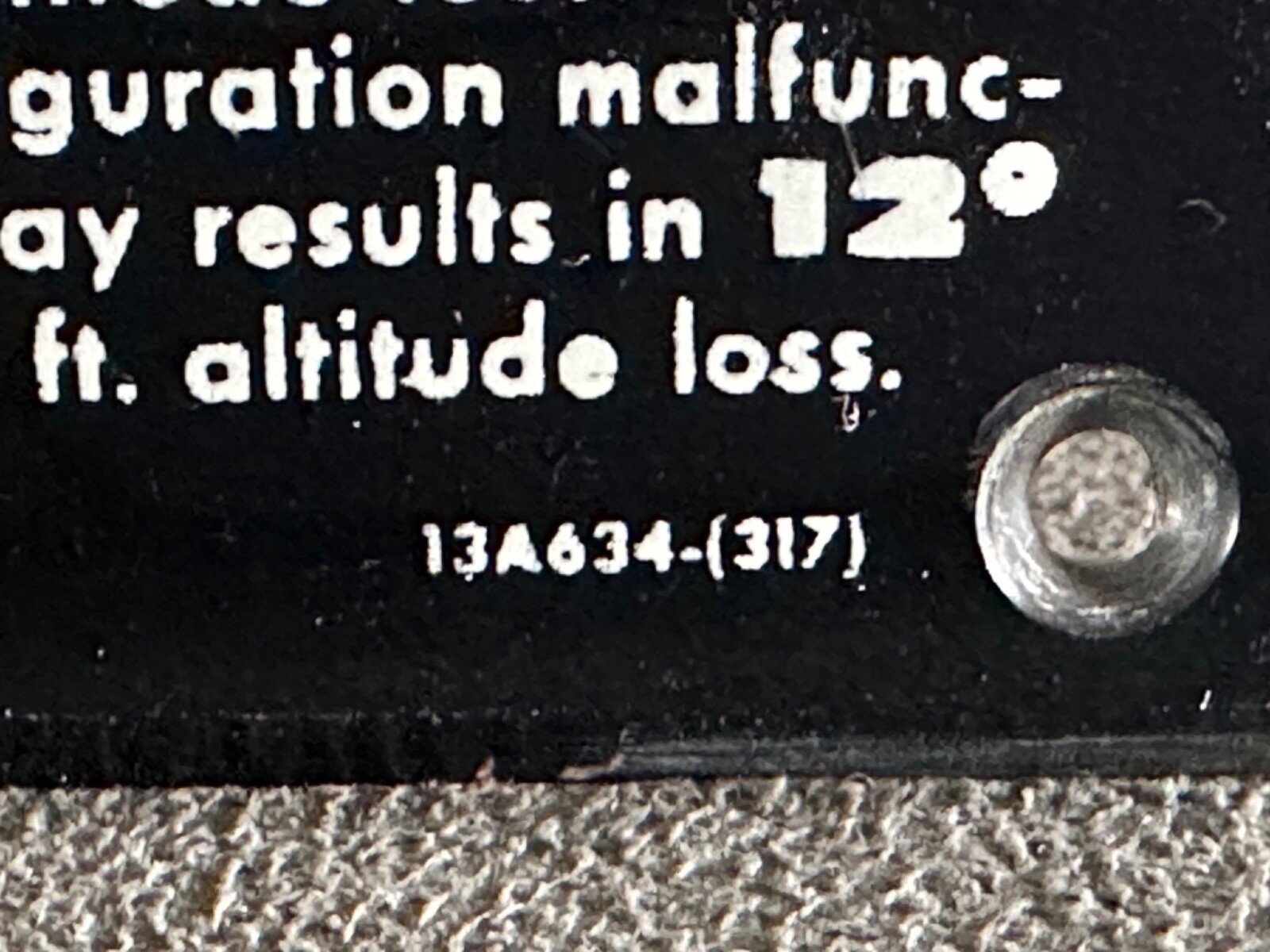 Century I Autopilot Operations & Limitations Instruction Placard 13A634-(317)