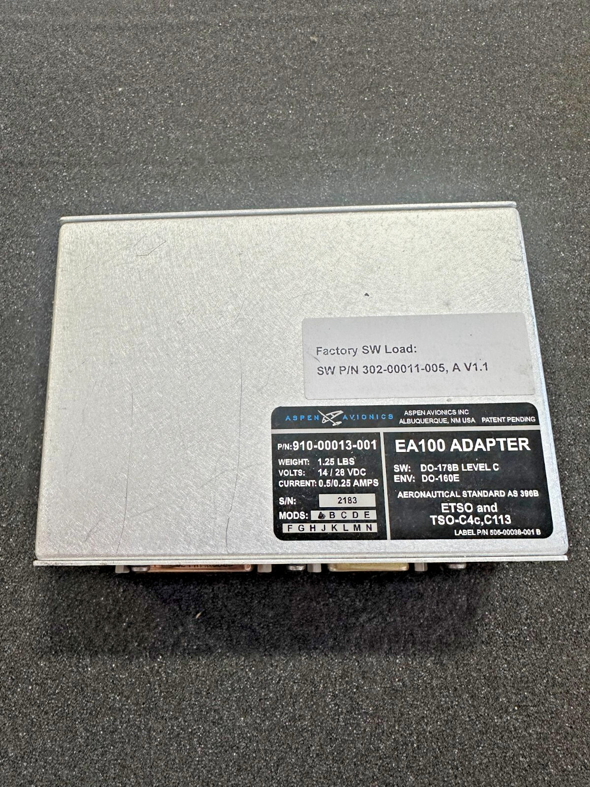 ASPEN EFD 1000 w/ EA100 Adapter, ACU, Alt PreSelect, Config Mod, & Connectors