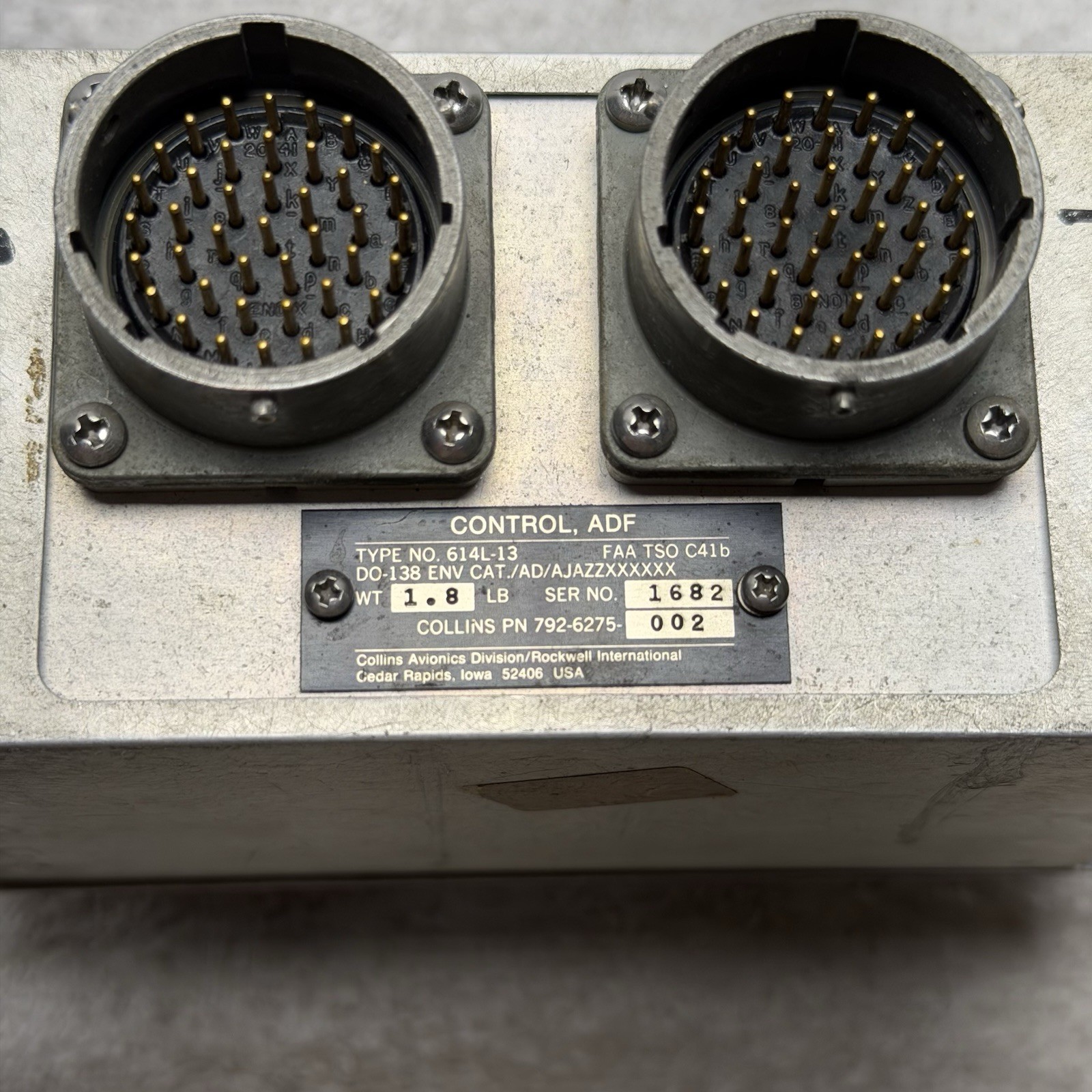 Collins Aerospace ADF Control 614L-13 PN 792-6275-002