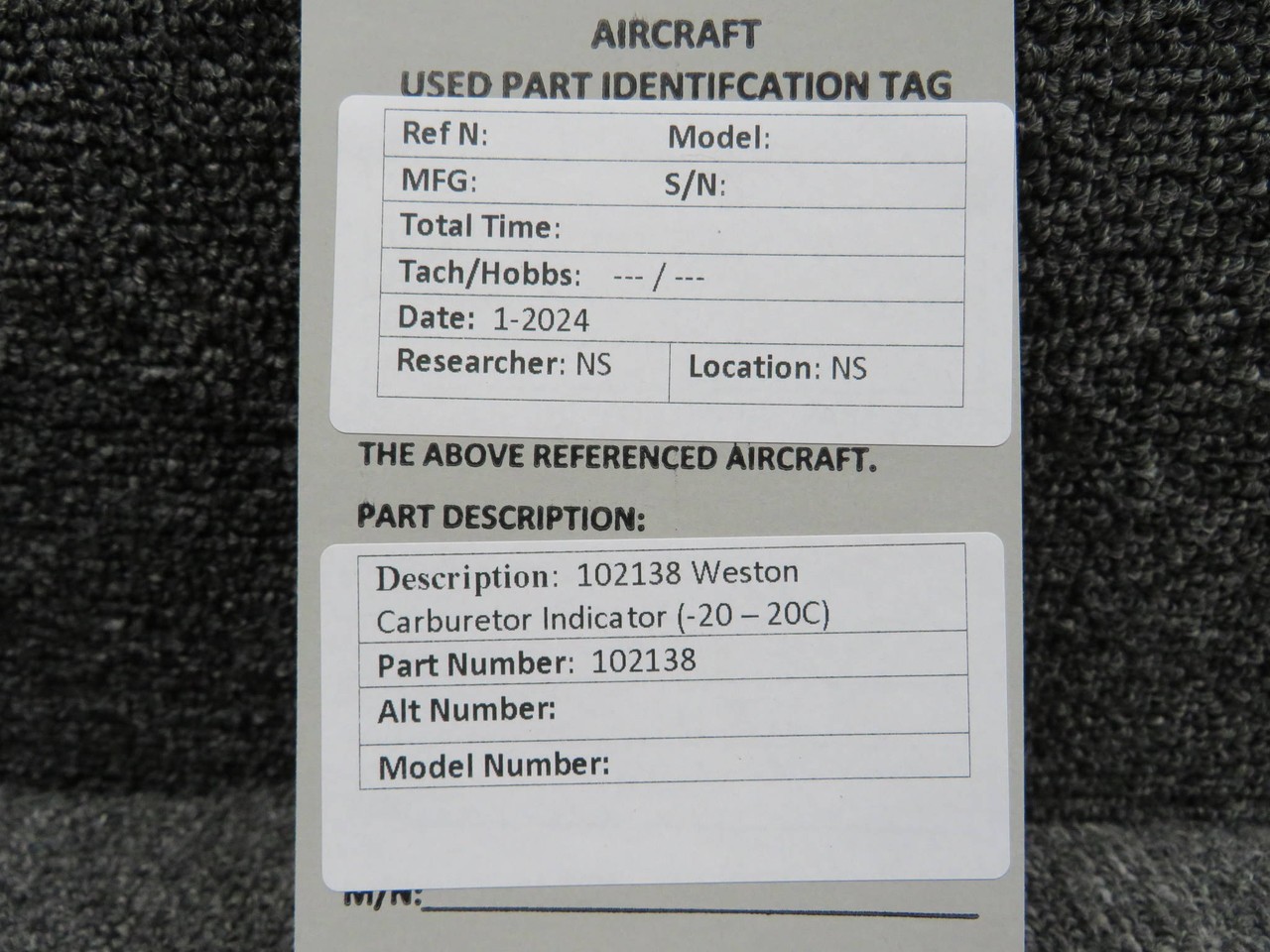 102138 Weston Carburetor Temperature Indicator (-20-20C)