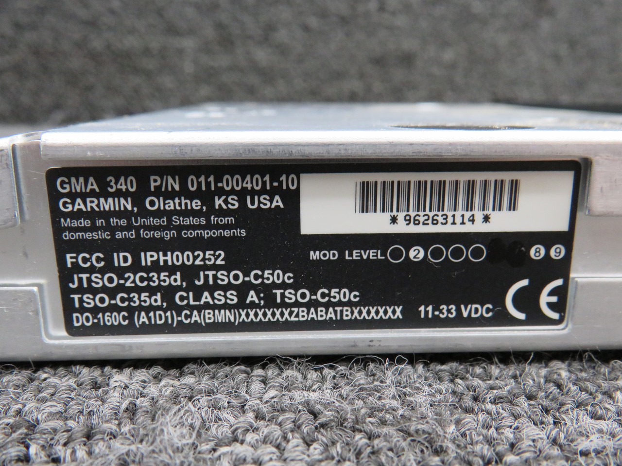 011-00401-10 Garmin GMA-340 Audio Selector Panel with Mods (Volts: 11-33)
