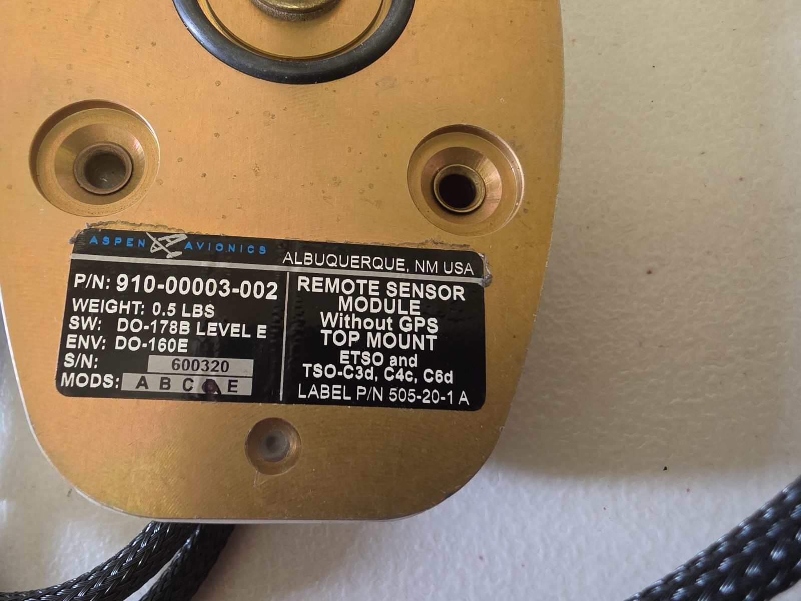 Aspen EFD1000 PFD P/N 910-00001-001 complete system as removed