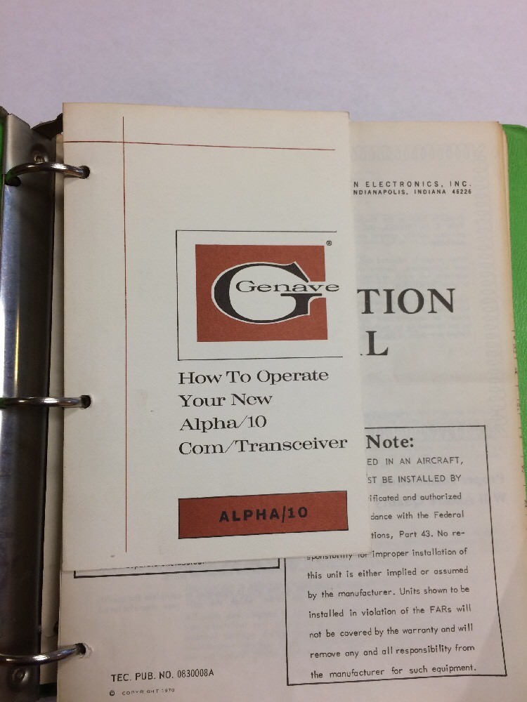 8 Genave & 4 FD Ops & Installation Manuals In 1 Binder