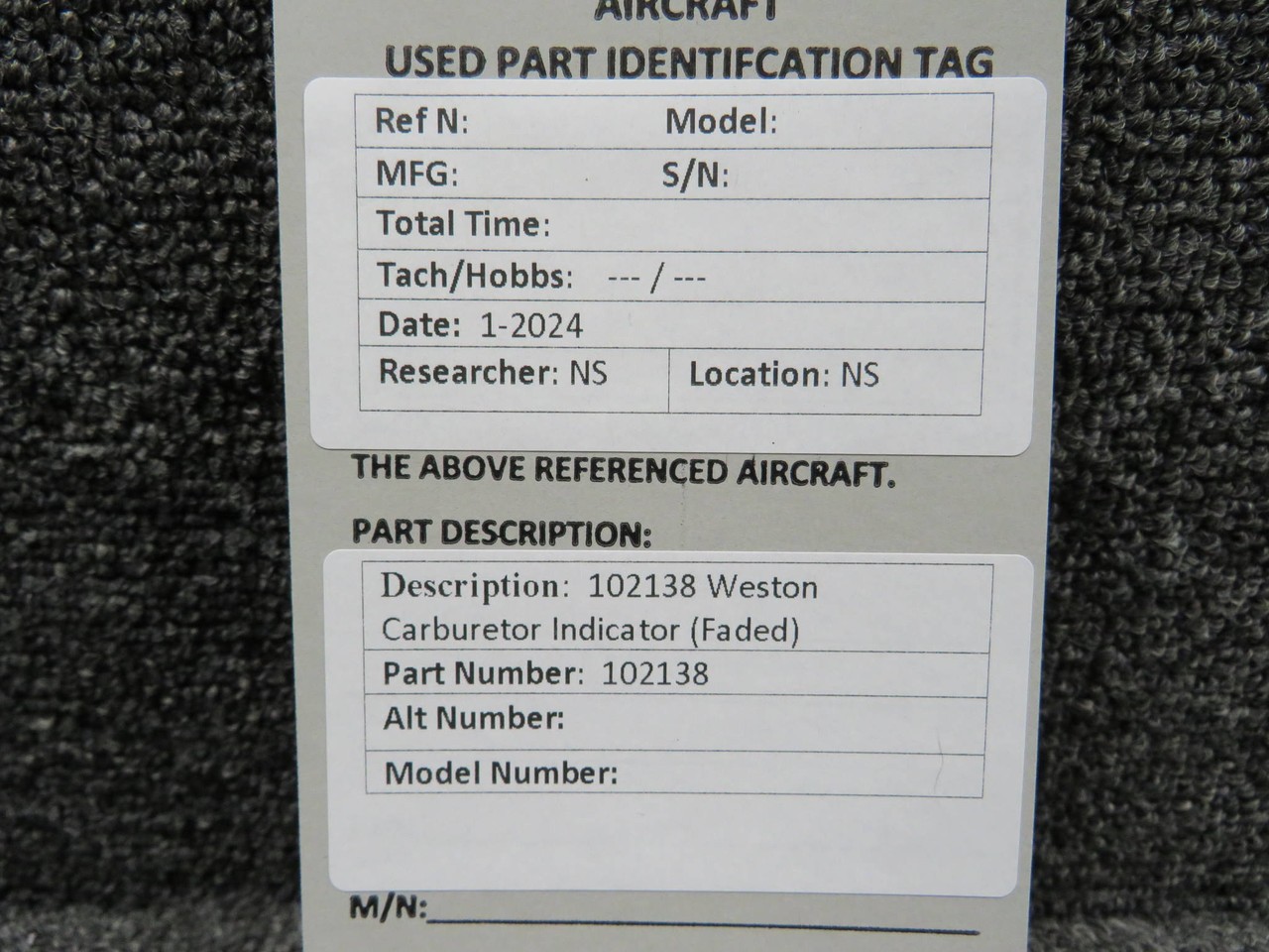 102138 Weston Carburetor Temperature Indicator (Faded)