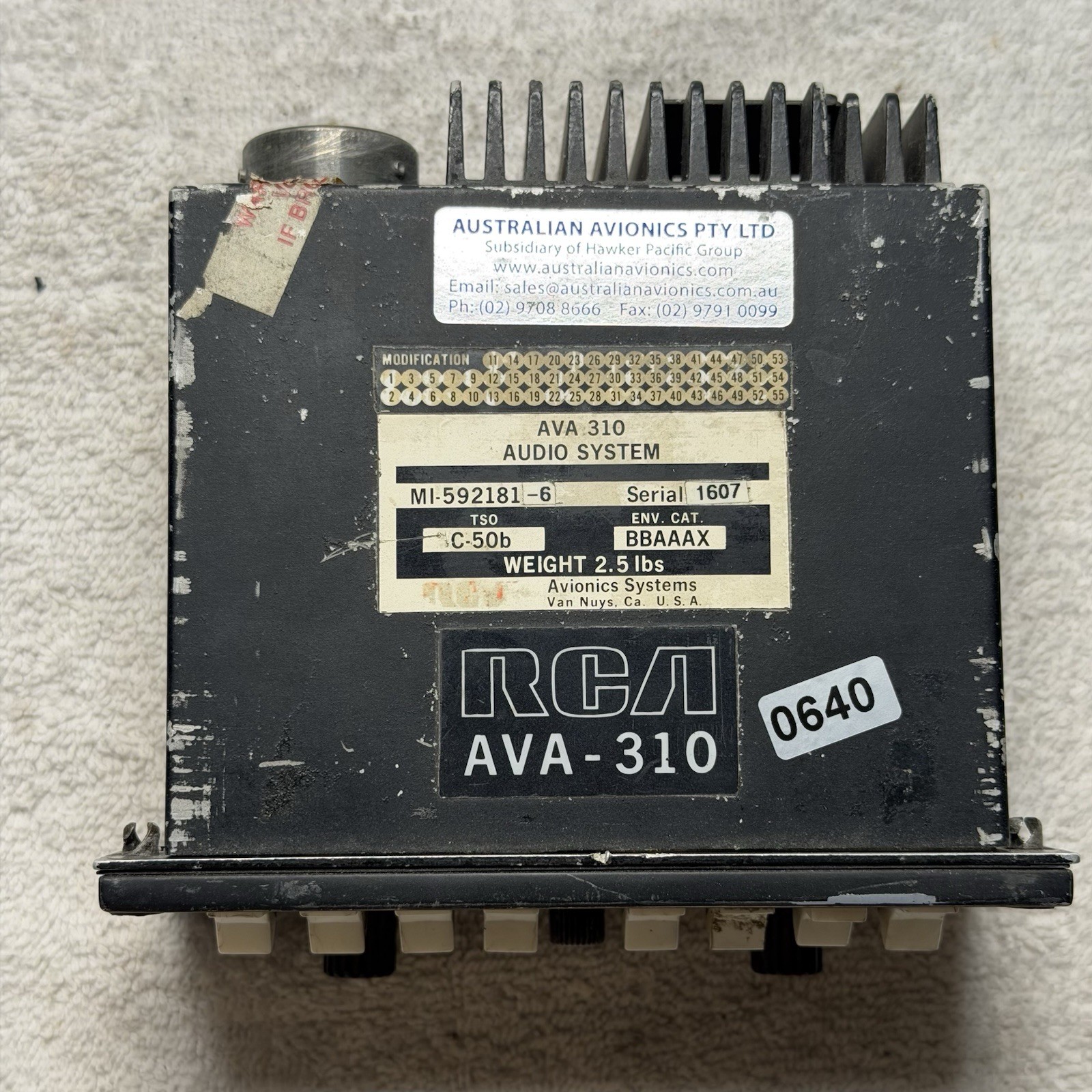 RCA AVA-310 Audio System Panel C-50B MI-592181-6 Inspected
