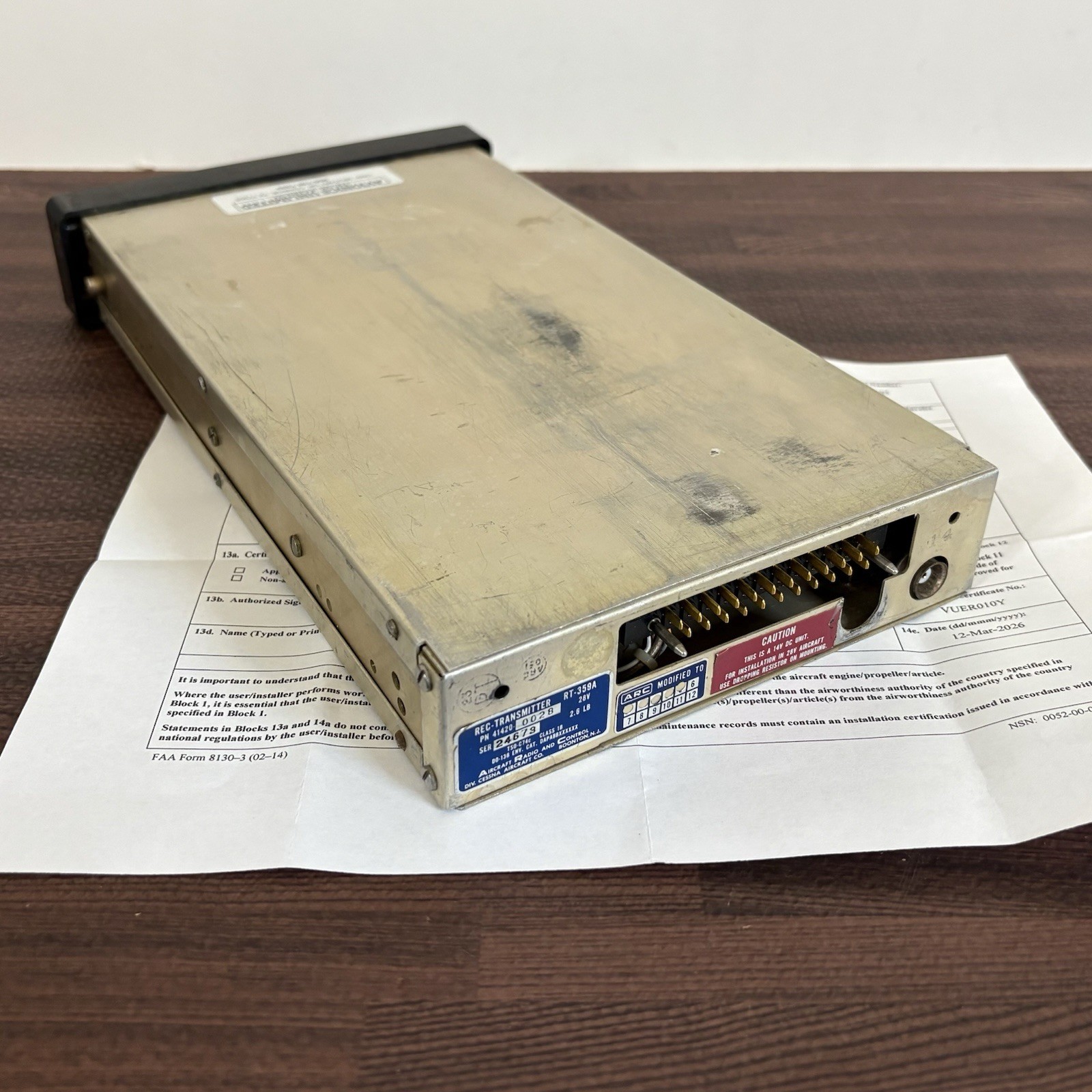 Cessna ARC RT 359A 14 Volt Transponder with New FAA 8130-3 Form