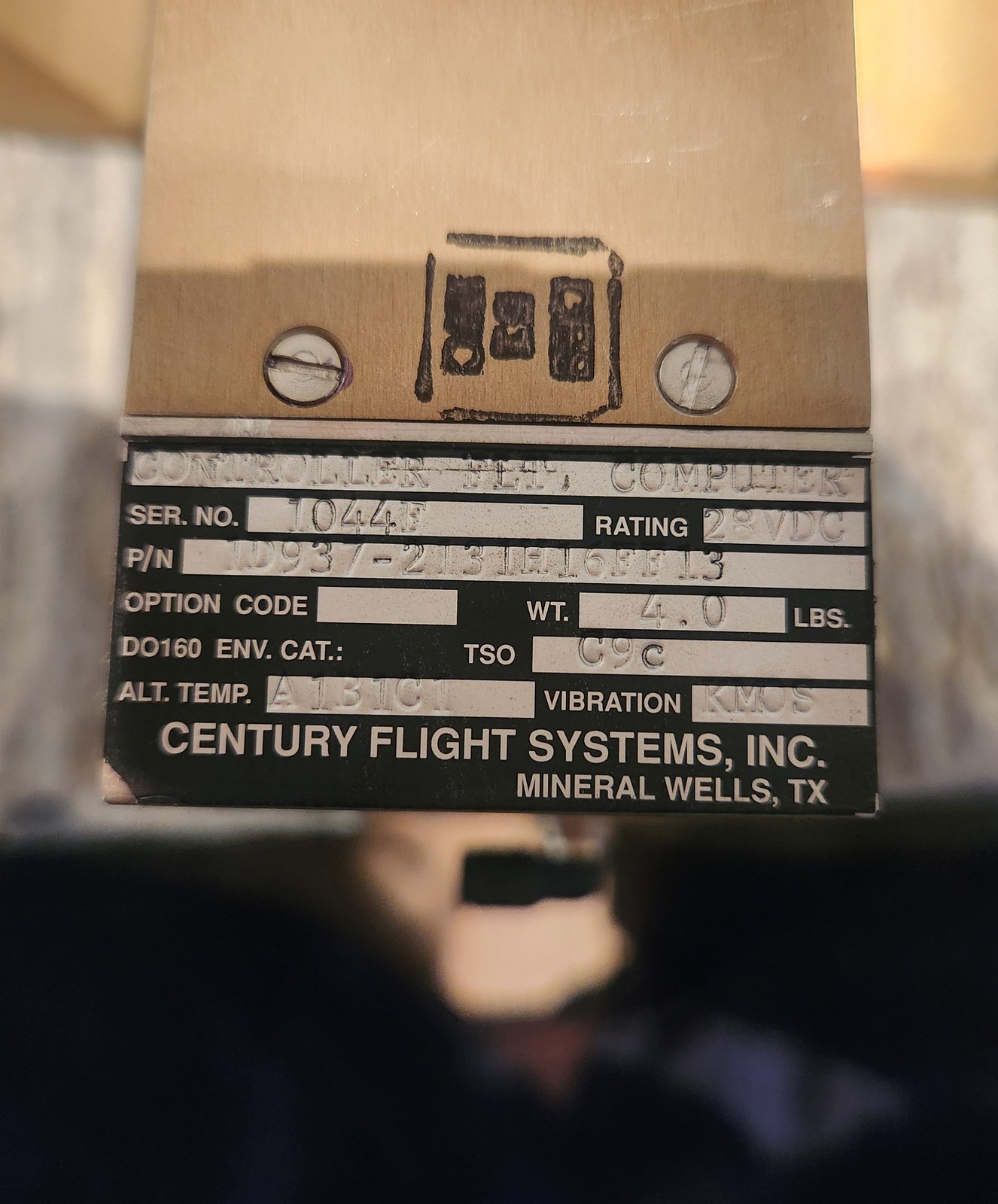 Century 2000 Flight Systems Flight Computer 1D937-2131H16FF13