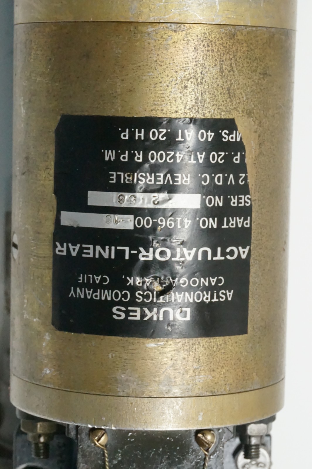 Mooney Dukes Electric Gear Retraction Actuator, 95058-503 / 4196-00-10 / 4209-00