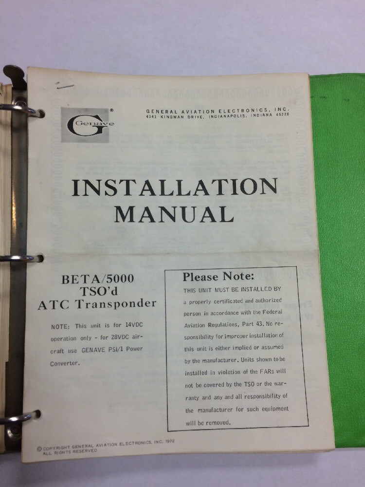 8 Genave & 4 FD Ops & Installation Manuals In 1 Binder