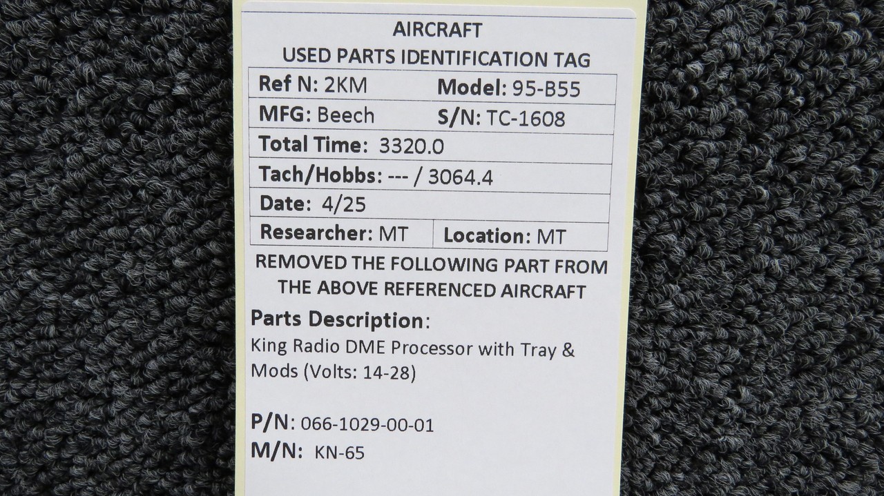 066-1029-00-01 King Radio KN-65 DME Processor with Tray & Mods (Volts: 14-28)