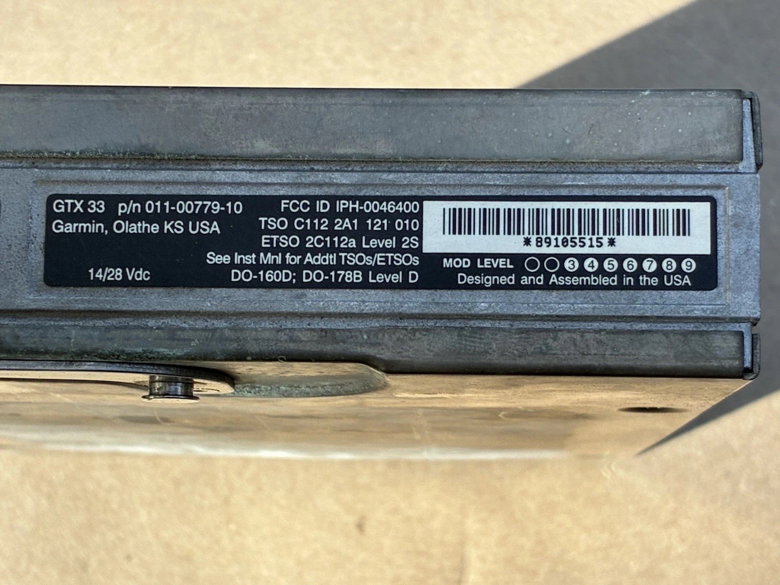Garmin GTX 33 Remote Transponder 011-00779-00, No Tray