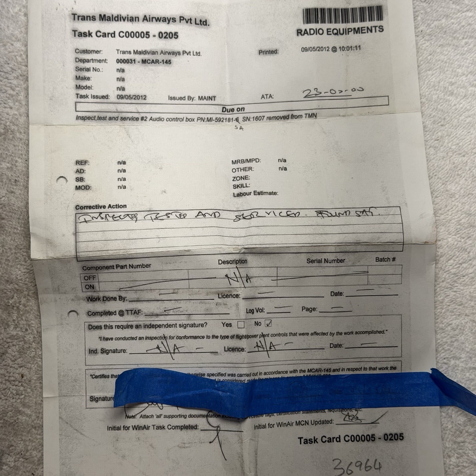 RCA AVA-310 Audio System Panel C-50B MI-592181-6 Inspected