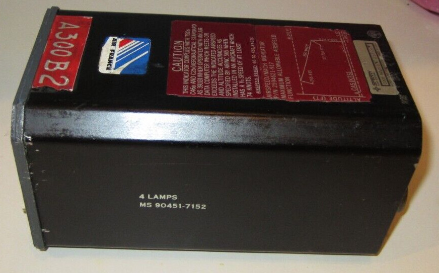 AIRCRAFT INDICATOR AIRBUS MACH SPEED INDICATOR 4 IN FACE SPERRY P/N 2594621-917