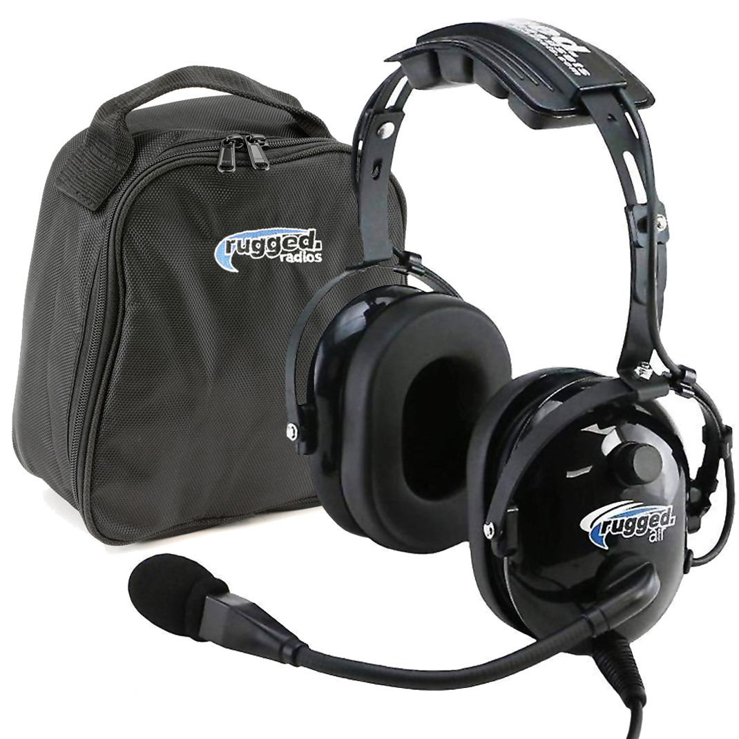 Rugged Air RA200 General Aviation Pilot Headset w/ MP3 Music Input A20 X GA Plug