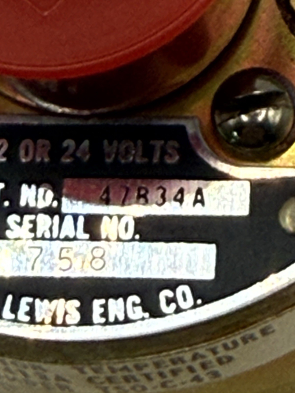 Lewis Engineering Tempature Indicator 47B34A SERVICABLE OVERHAULED