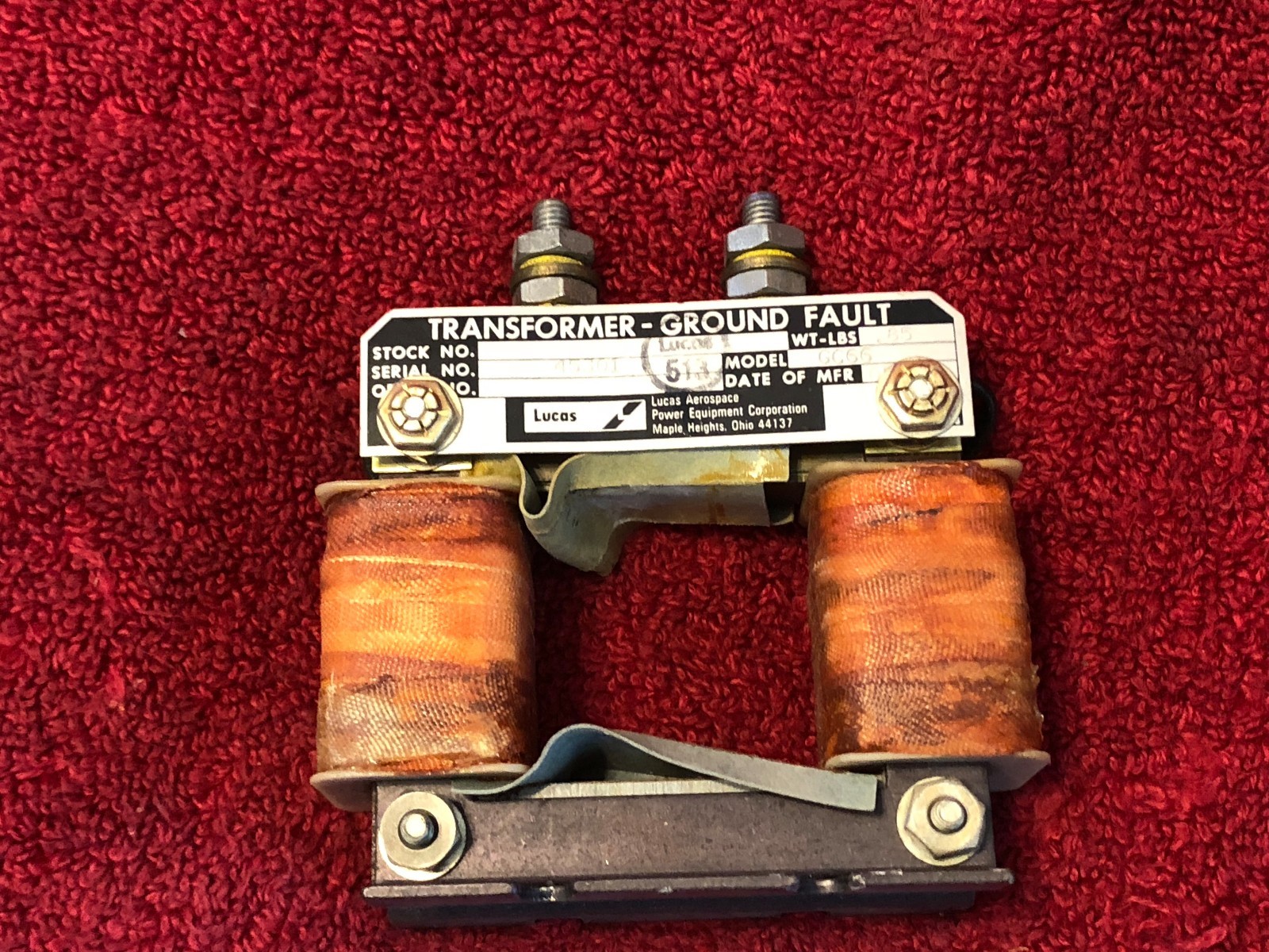 LUCAS AEROSPACE GROUND FAULT TRANSFORMER MODEL GC66
