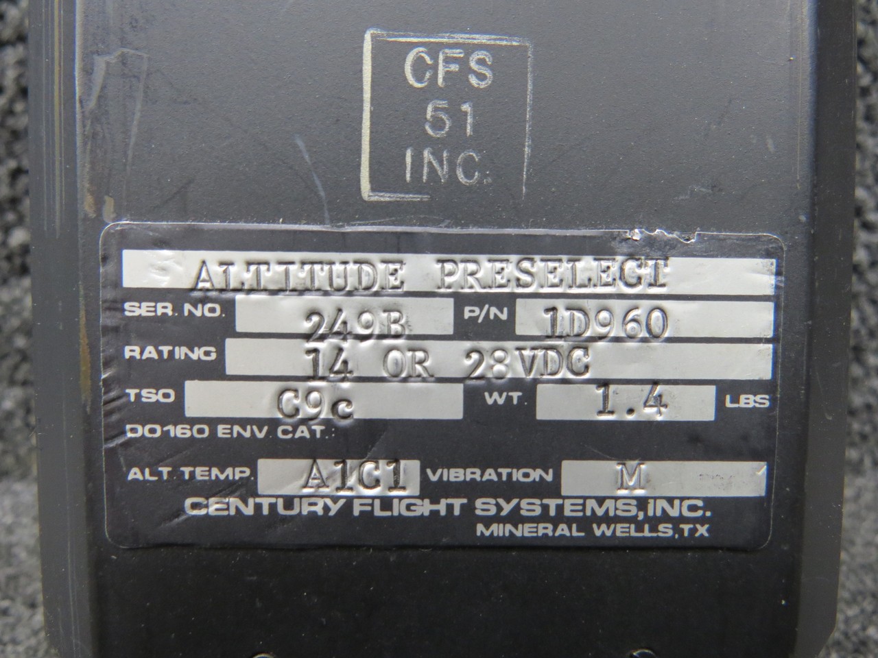 1D960 Century Flight Systems Altitude Preselect (Volts: 14 or 28)