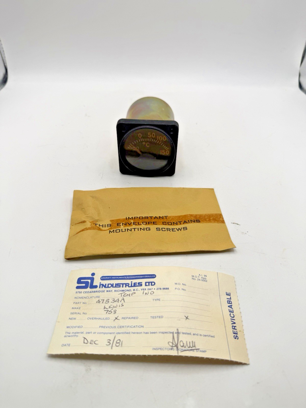 Lewis Engineering Tempature Indicator 47B34A SERVICABLE OVERHAULED