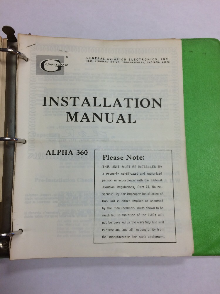 8 Genave & 4 FD Ops & Installation Manuals In 1 Binder