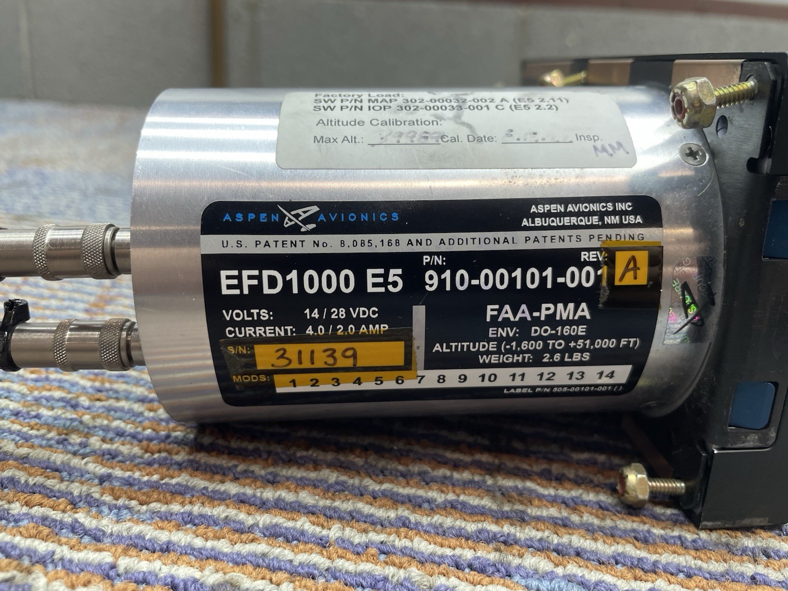Aspen Avionics Inc. PFD 1000 EFD 910-00001-001 rev. G Bonanza K35