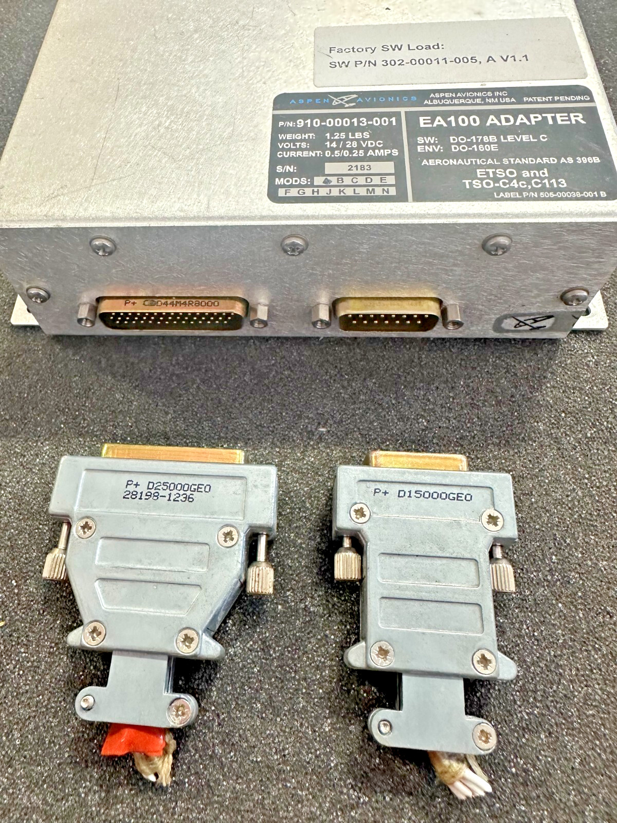 ASPEN EFD 1000 w/ EA100 Adapter, ACU, Alt PreSelect, Config Mod, & Connectors