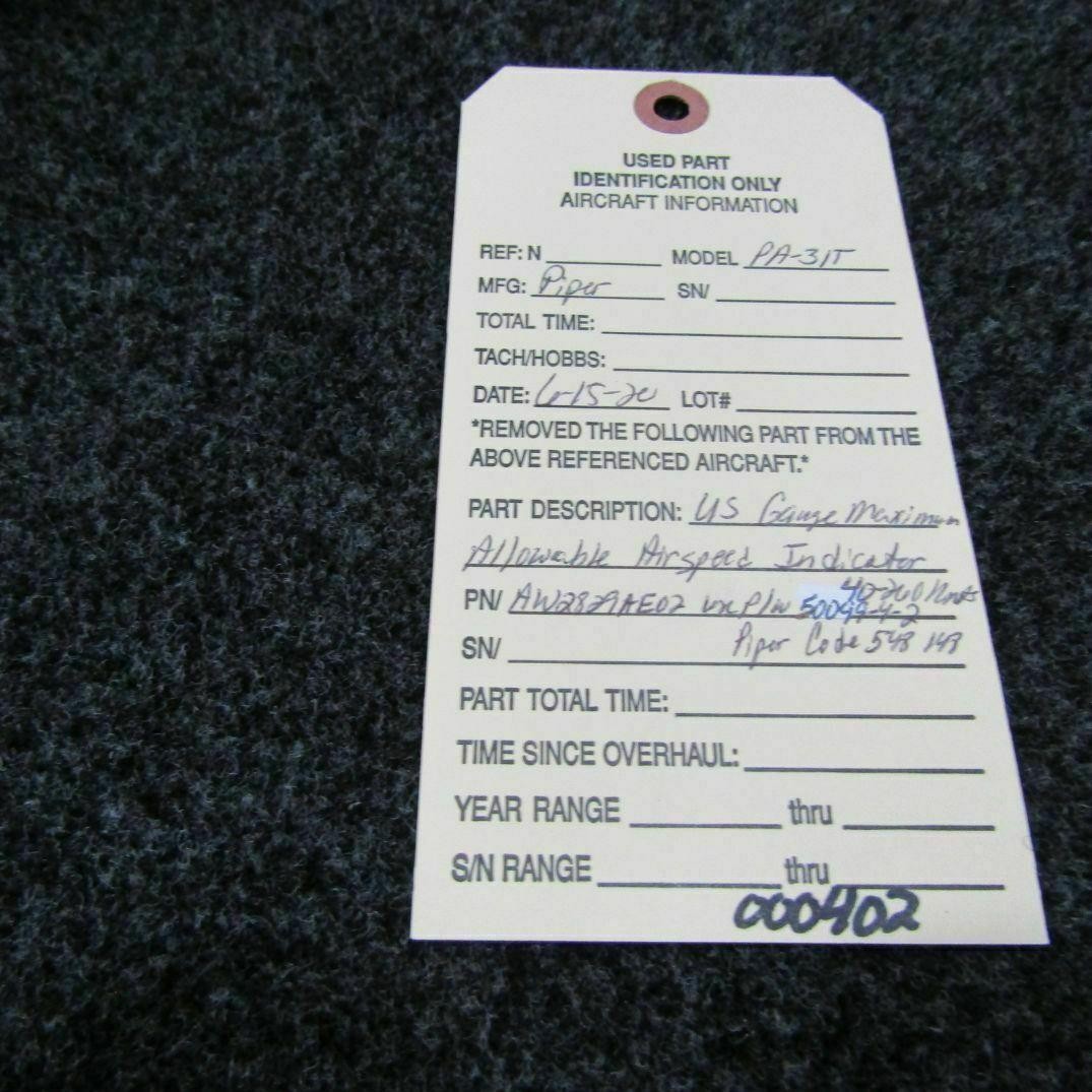 AW2829AE02 (Alt: 50099-4-2) US Gauge Max Allowable Airspeed Indicator (C20)