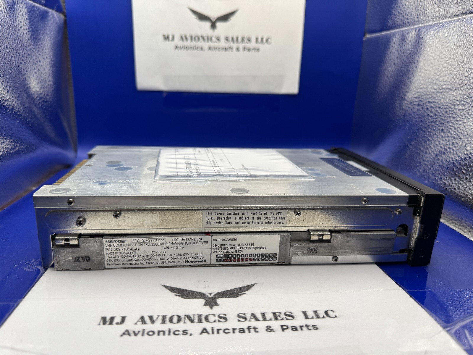 BENDIX/KING KX 155 P/N 069-1024-42 14VDC WITH GLIDE/SLOPE WITH FAA FORM 8130-3