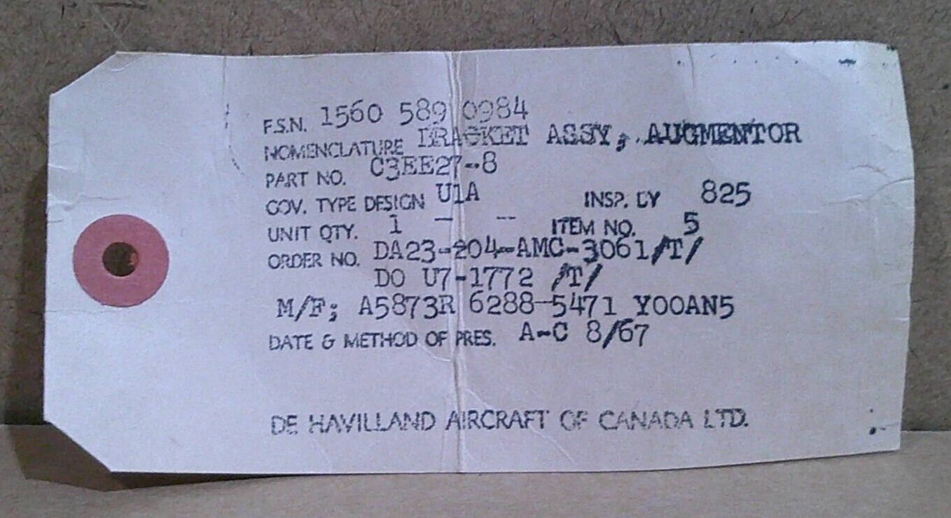 DE HAVILLAND DHC-3 BRACKET ASSY AUGMENTOR P/N C3EE27-8 NEW