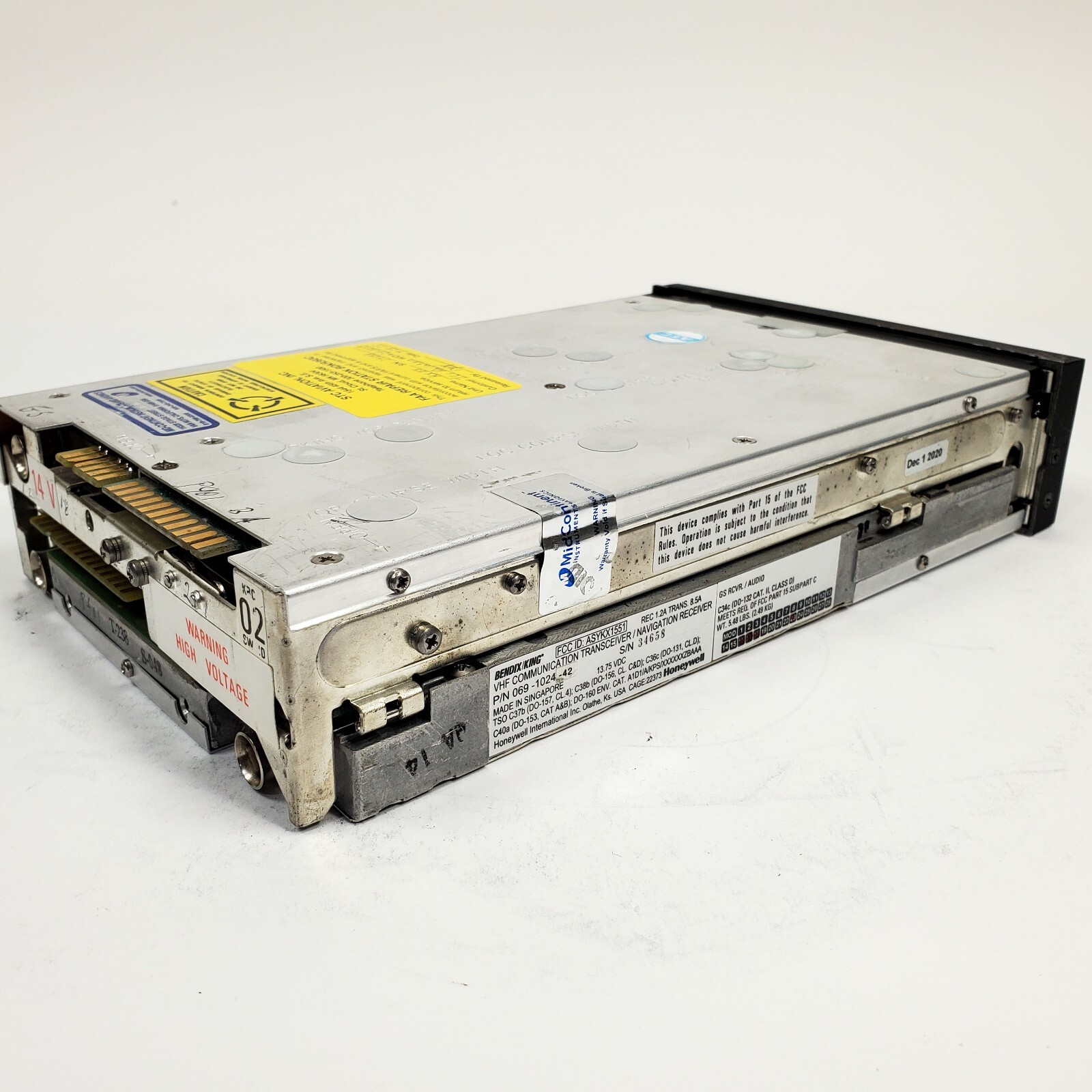 Bendix King KX-155 NAV/COM LCD Display (14V) (w/ G/S) P/N 069-1024-42 – w/ 8130