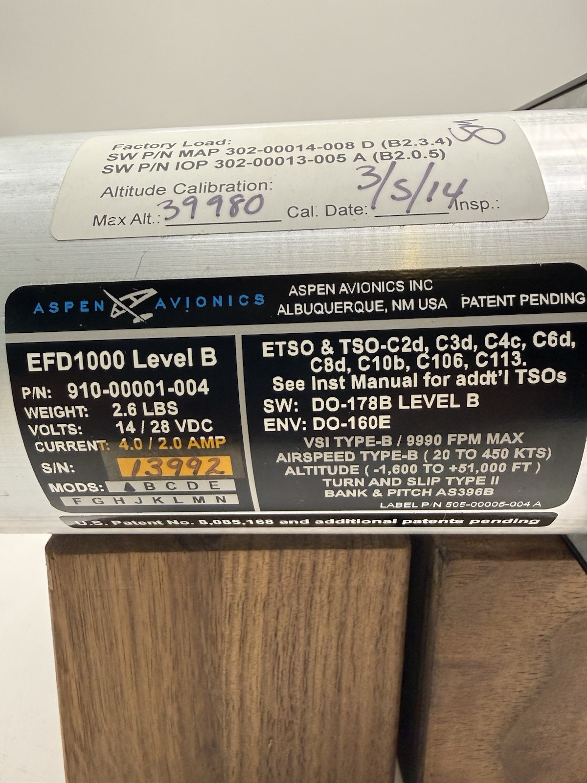 Aspen EFD 1000 level B P/N 910-00001-004 NEW OLD STOCK