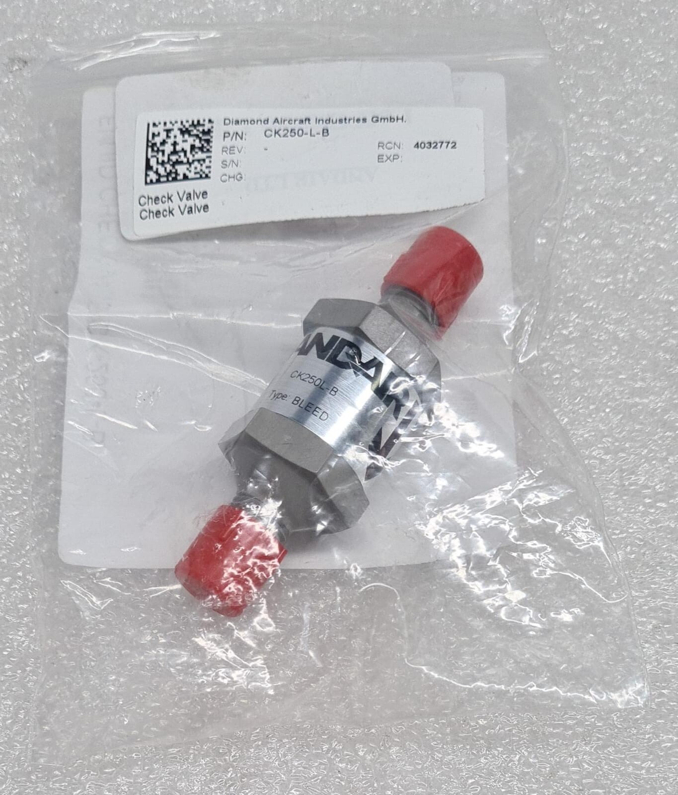 Diamond Aircraft ANDAIR CK250L-B BLEED Fluid Check Valve