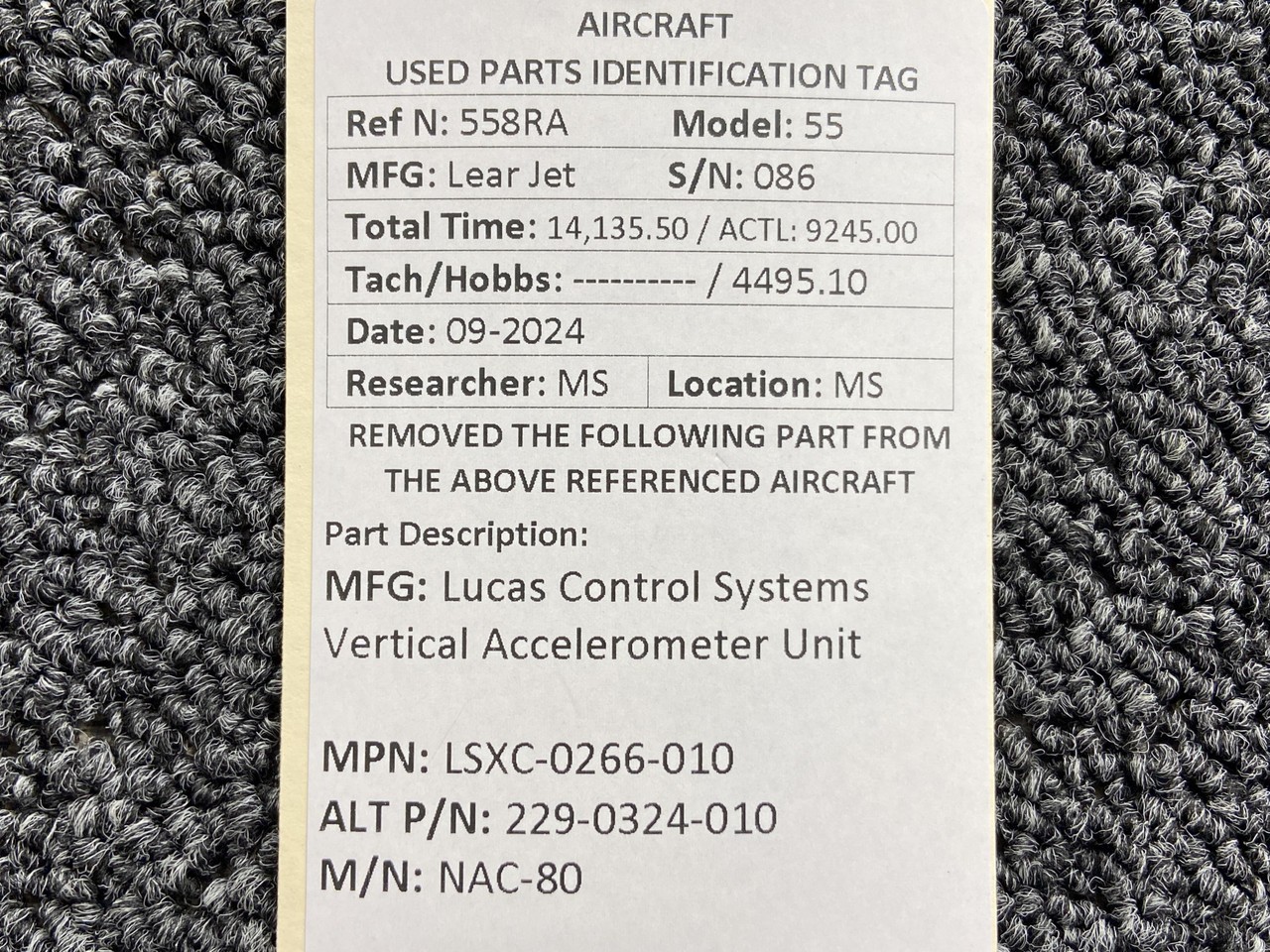 LSXC-0266-010 (Alt: 229-0324-010 Lucas NAC-80 Vertical Accelerometer Unit